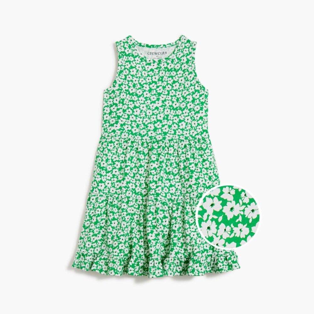 J. Crew Crewcuts girls green floral tank dress 14‎